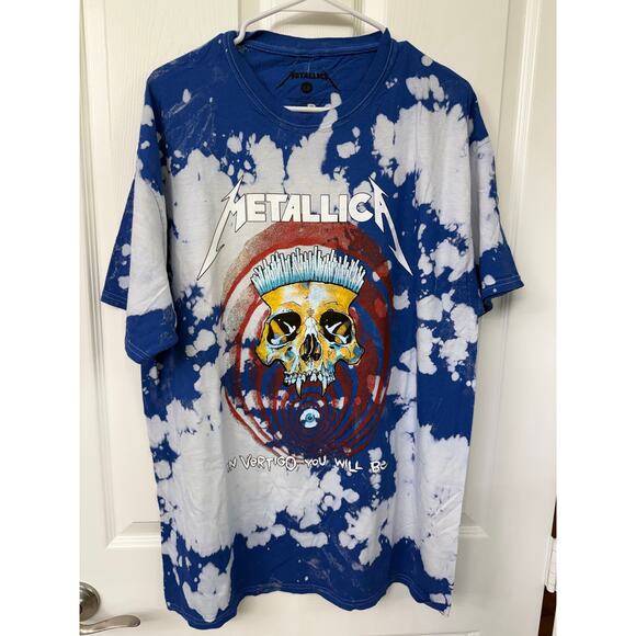 Metallica, In Vertigo You Will Be, Blue & White T-Shirt, L - Picture 1 of 3